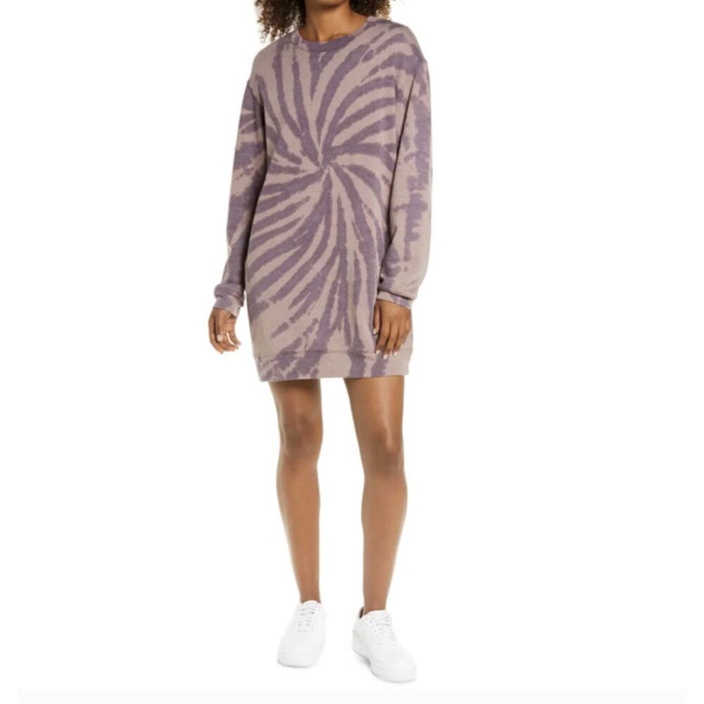 Zella Women's Cali‎ Tie Dye Cotton Blend Sweatshirt Dress Purple Size Medium